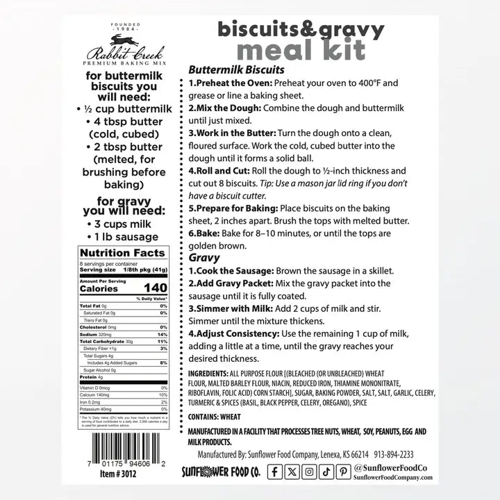 PREORDER Biscuits AND Gravy Meal Kit Mix