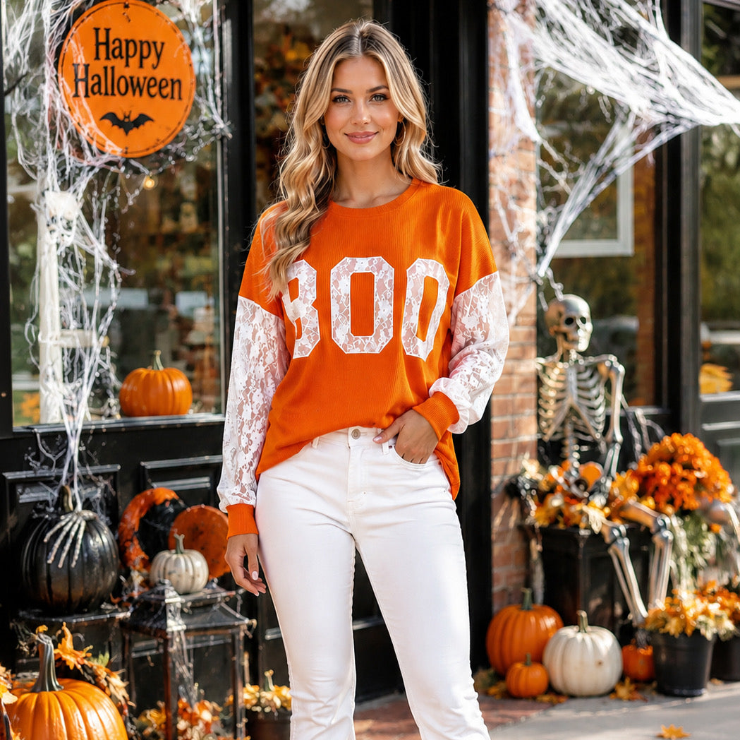 Sunshine & Rodeo Lace Sleeve BOO Top