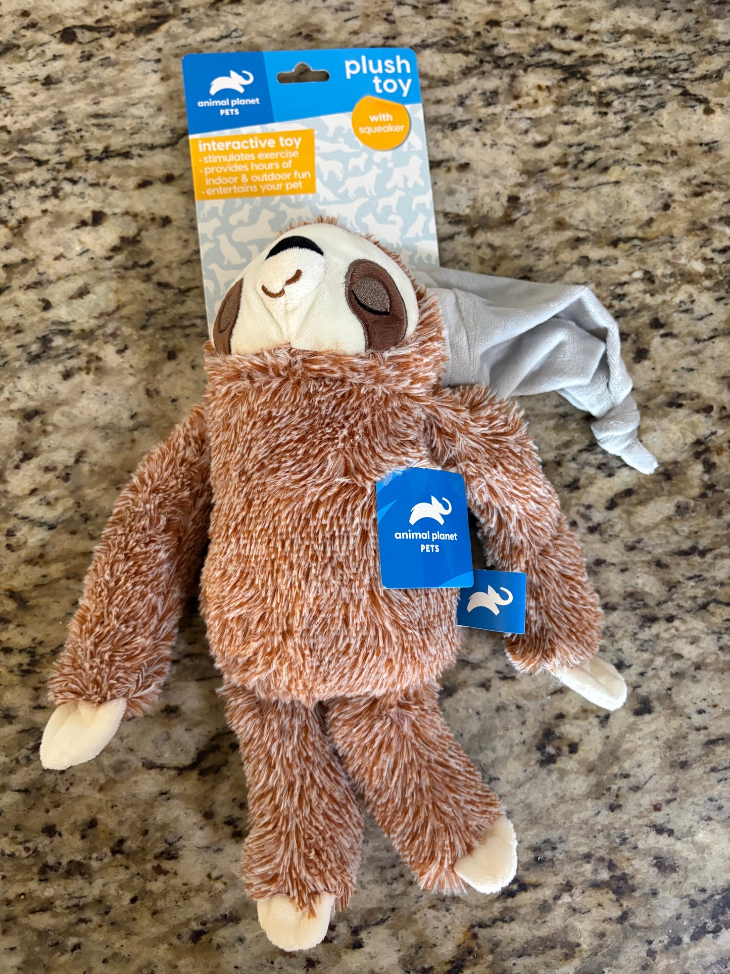 Animal Planet Fuzzy Plush Sleepy Sloth with Squeaker