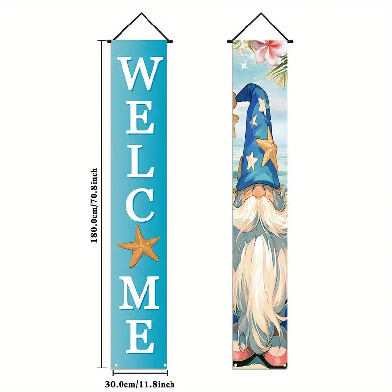 Beachy Gnome Welcome Door Banners