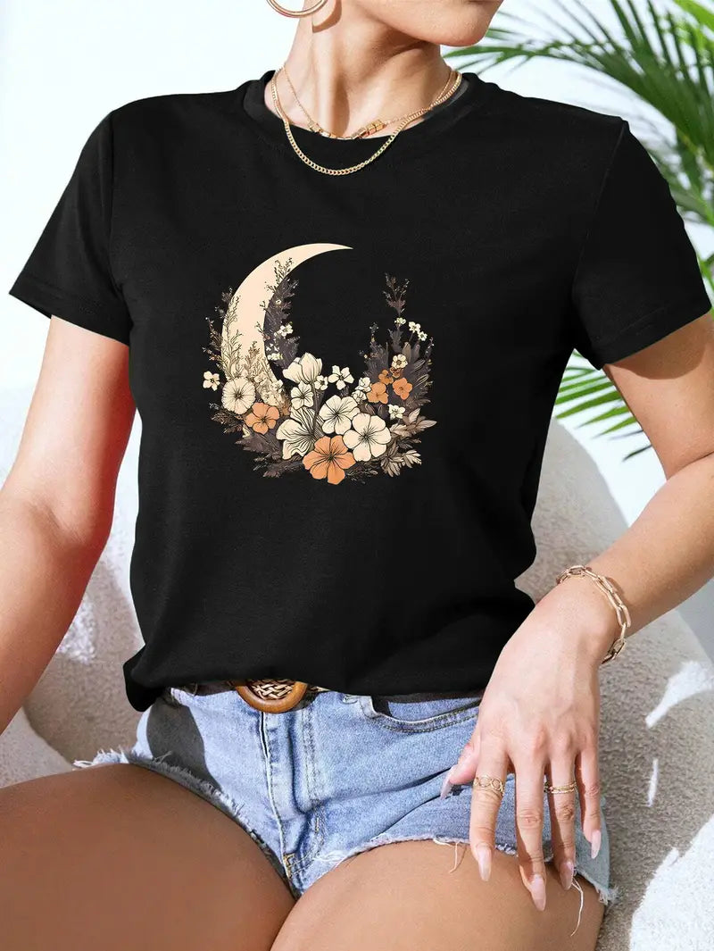 Floral Moon Graphic Tee
