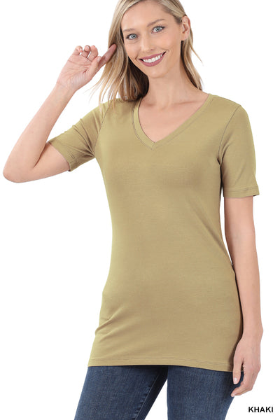 Cotton V-Neck Short Sleeve - 4 Colors!