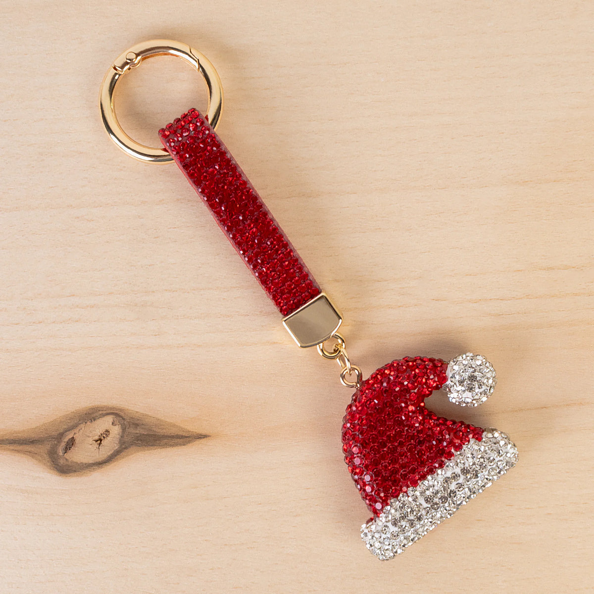 Crystal Santa Hat Keychain - Red