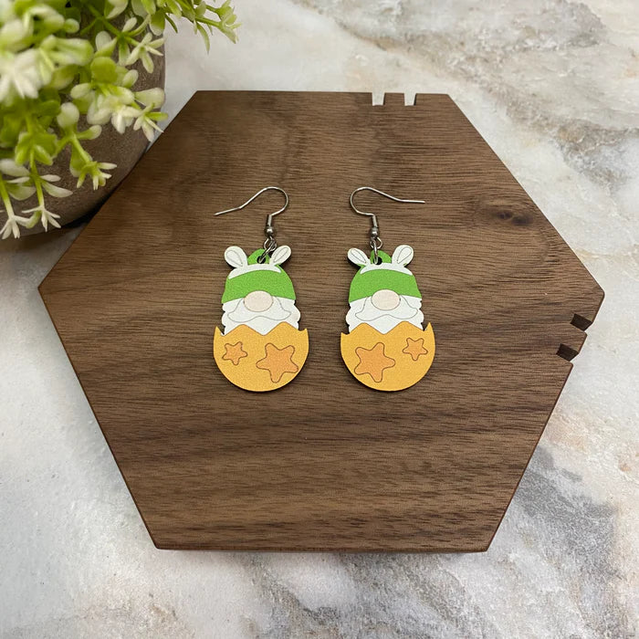 Wooden Stud Earrings - Easter - #7