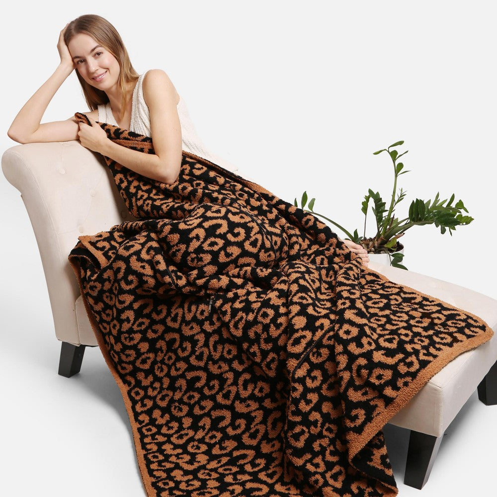 Animal Print Knit ComfyLuxe Two in One Blanket Pillow - Black