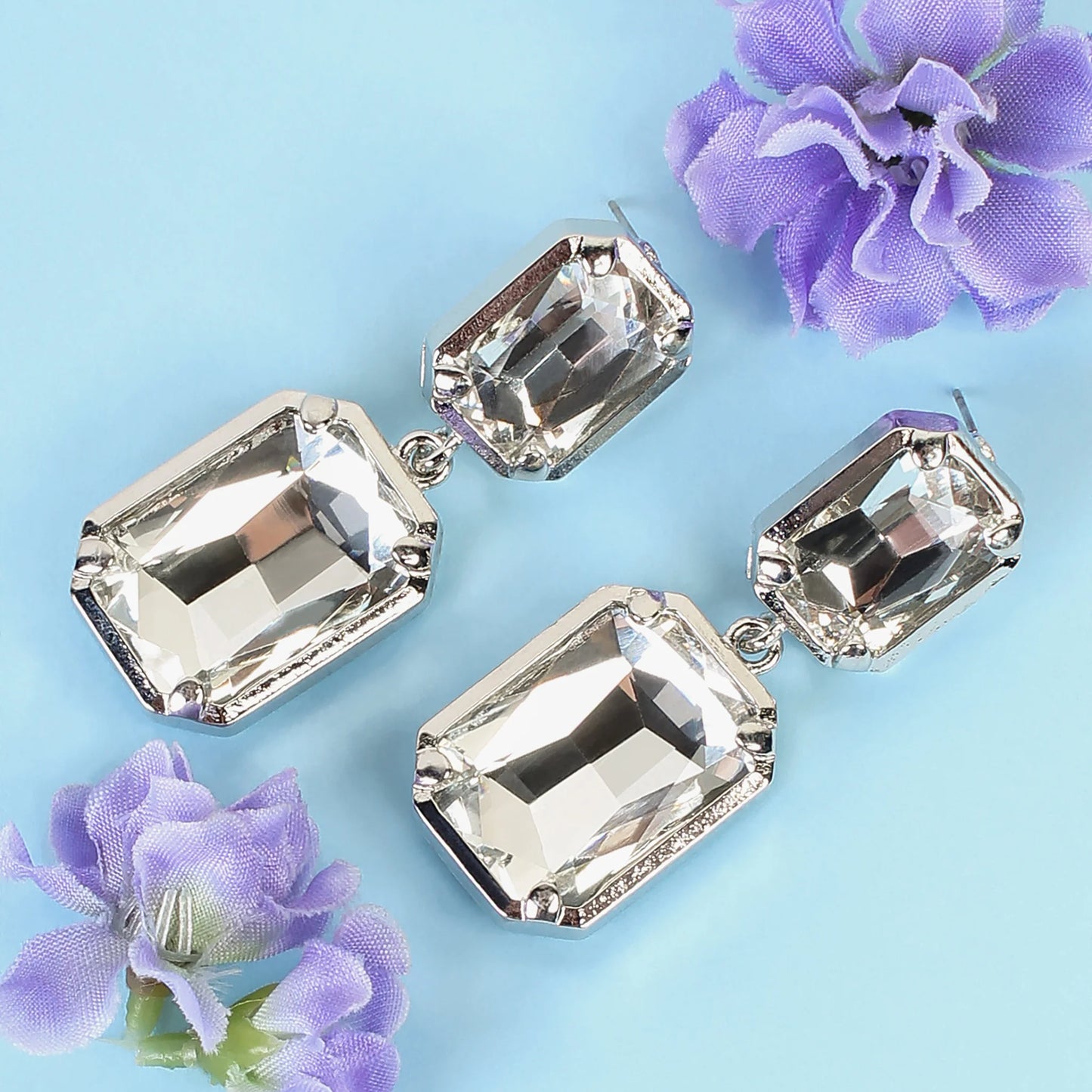 Crystal Drop Earrings - Clear