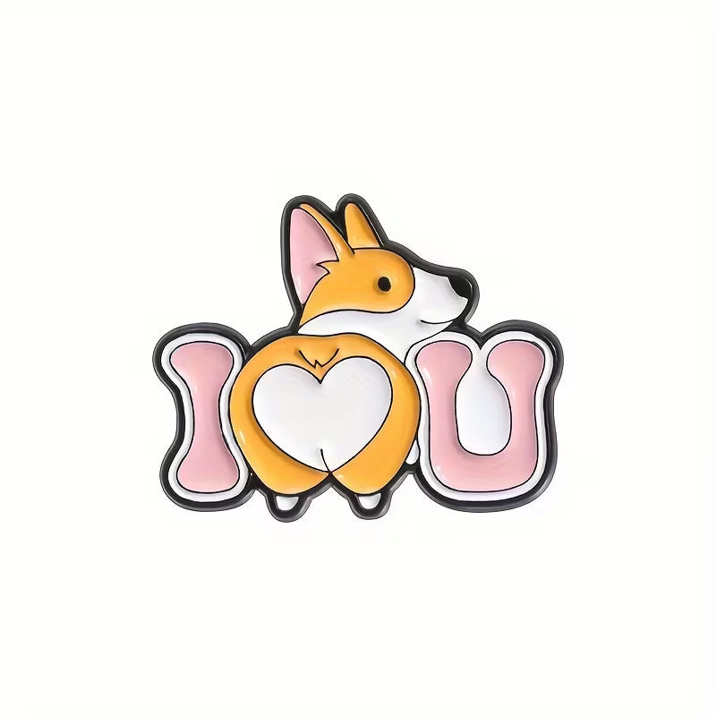 Corgi I Heart You Pin