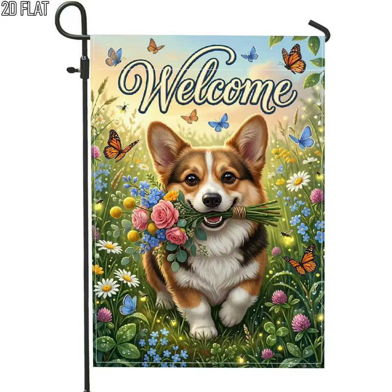 Corgi Garden Flag