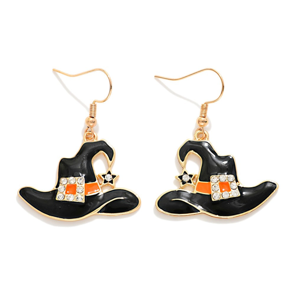 Enamel Witch Hat Drop Earrings