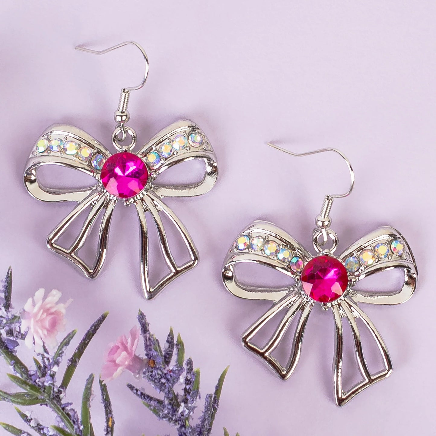 Bow Earrings - Fuchsia