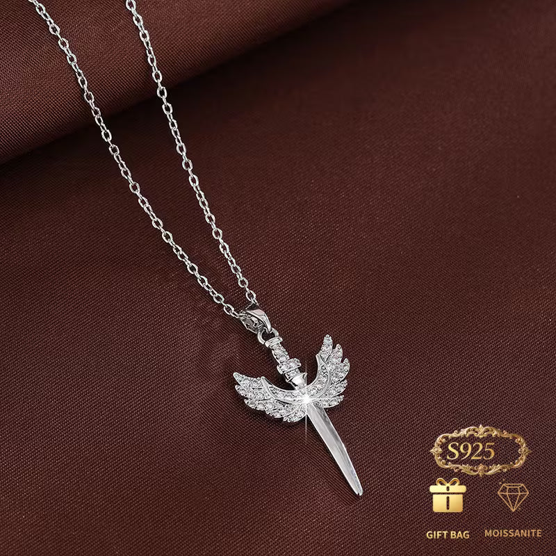 925 Silver Moisanite Angel Necklace