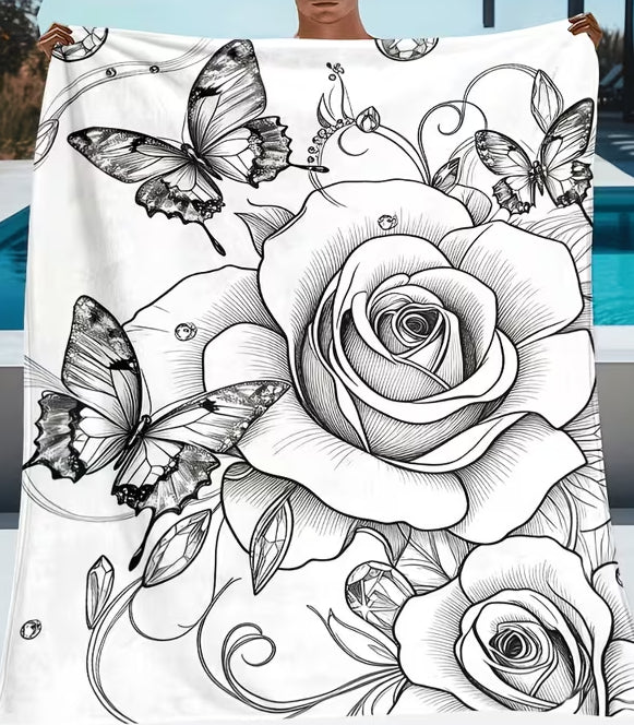 DIY Coloring Blanket - Rose & Butterfly