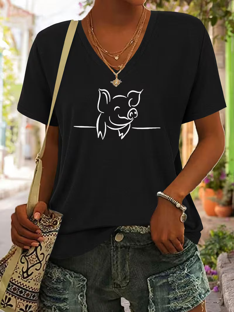 Women's Pig Vinyl Graphic T-Shirt