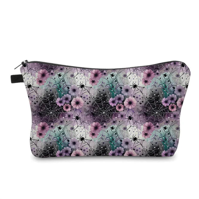Halloween Fall - Spider Web Floral Purple Pink Teal Water Resistant Pouch