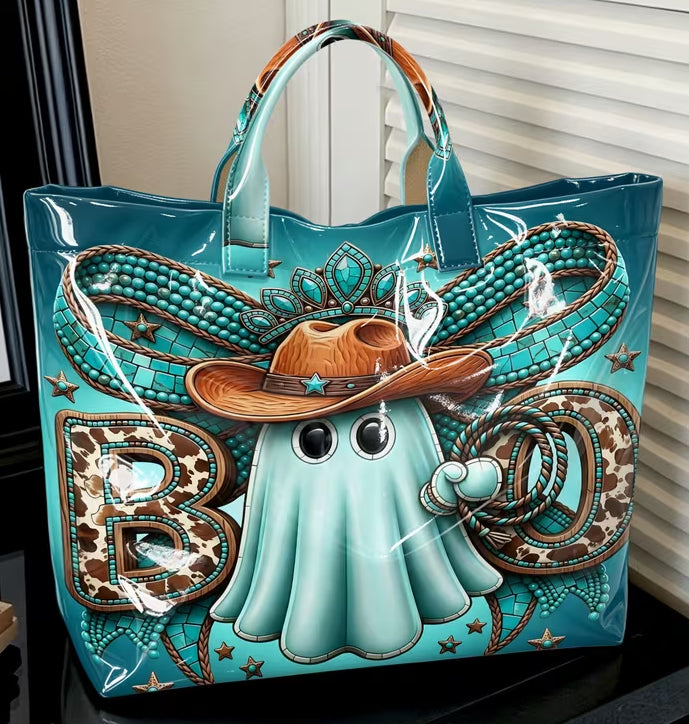 Glossy PVC Cowboy Ghost Tote Bag