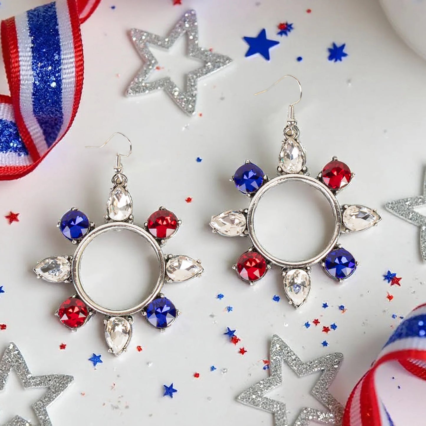 Fourth of July Earrings - Red White & Blue - 93468