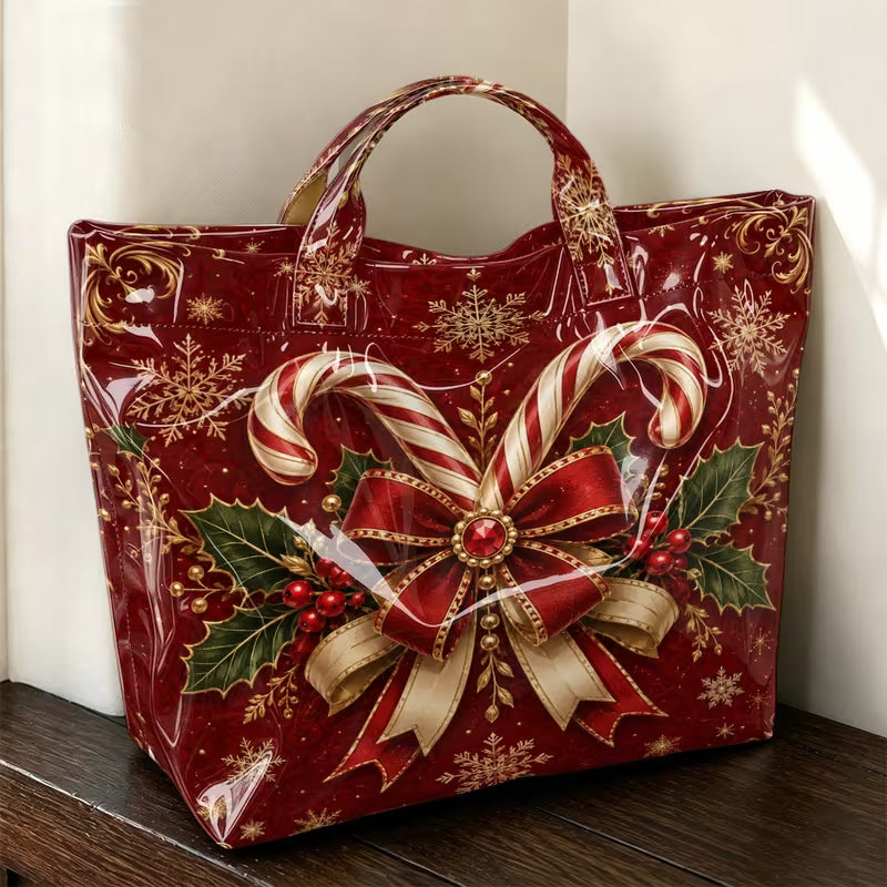 Glossy PVC Candy Cane Tote Bag