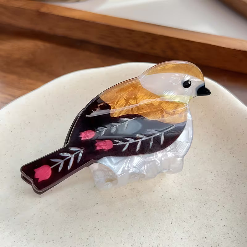 Black & Brown Bird Hair Clip