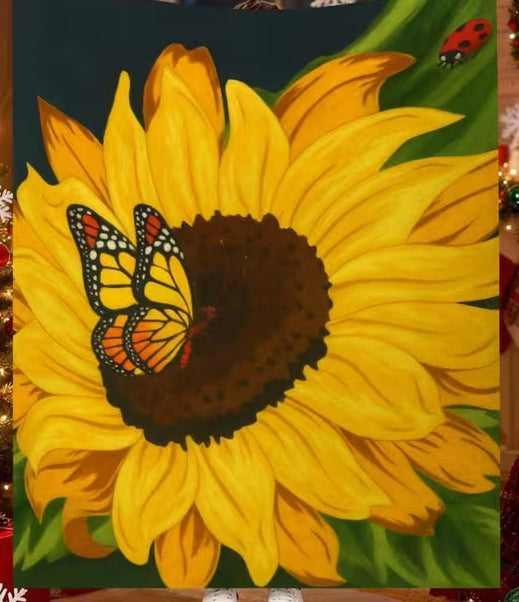 Sunflower & Butterfly Flannel Blanket