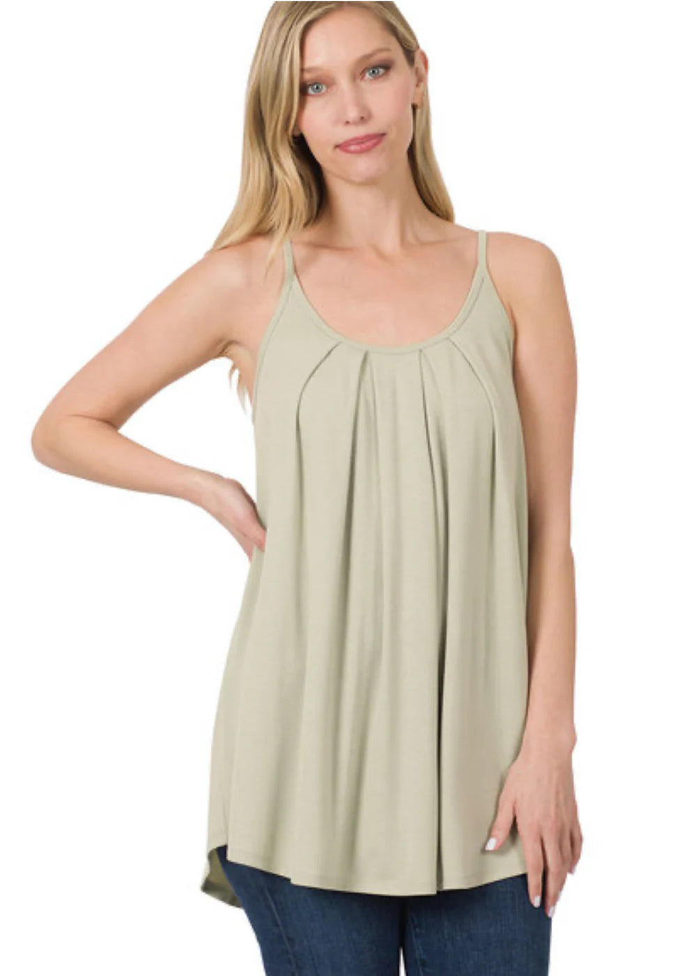 Basic Adjustable Strap Tank - Light Sage