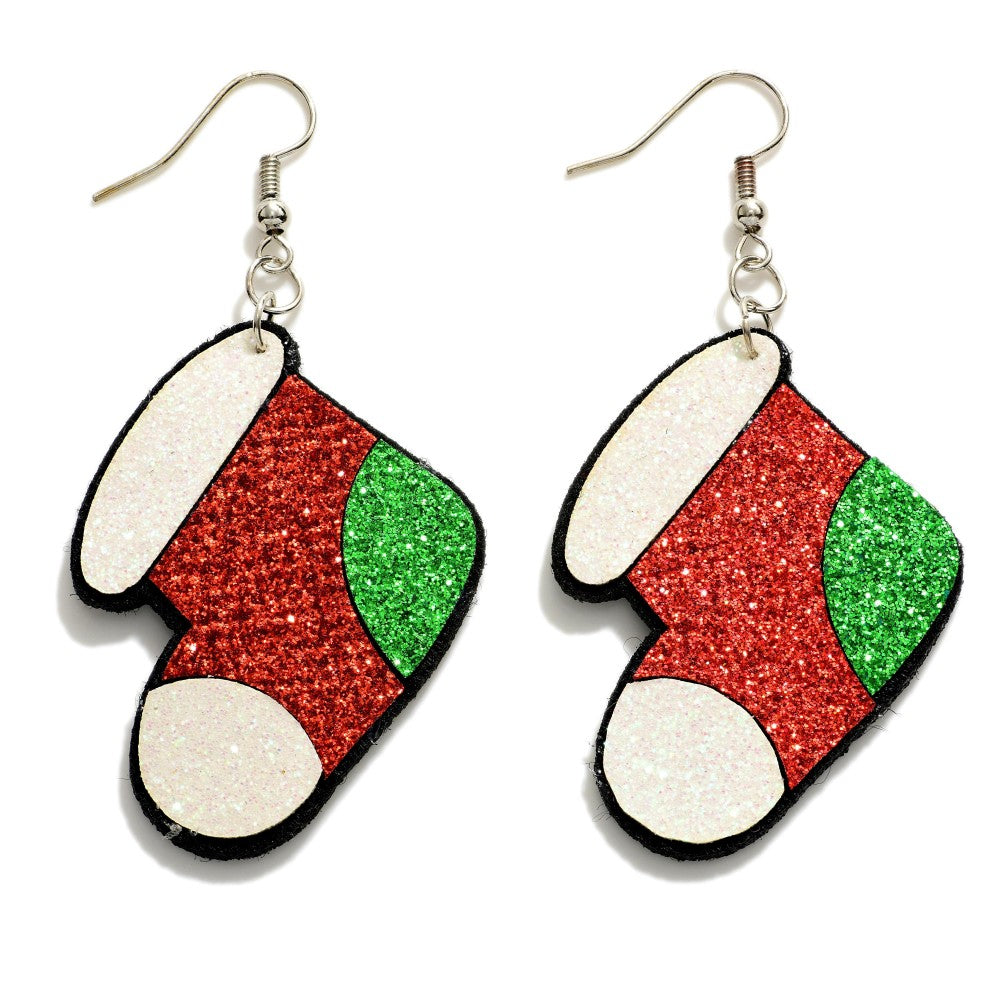Glitter Stocking Drop Earrings.