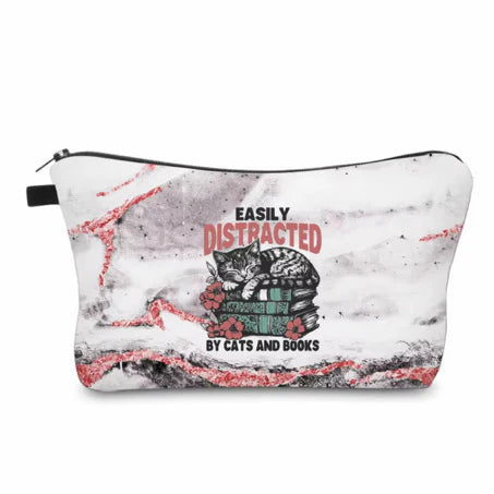 Book Cat Easily Distracted Water Resistant Pouch