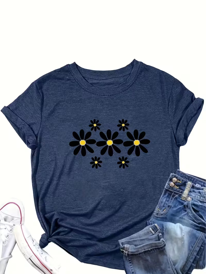 Preorder Women's Navy Flower T-Shirt
