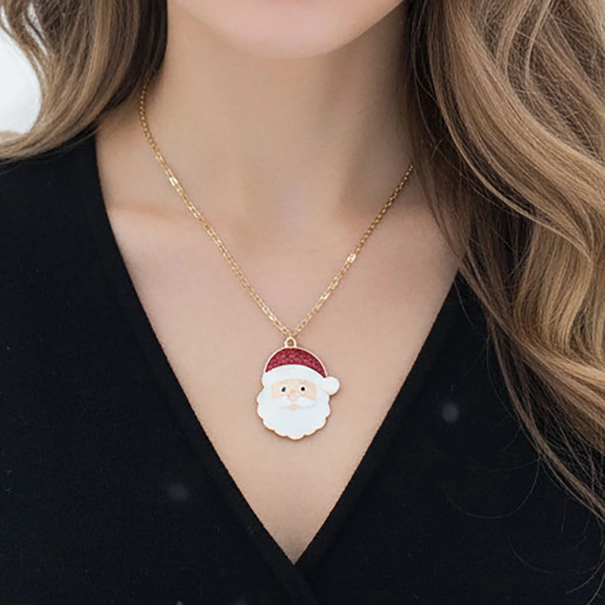 Santa Claus Pendant Necklace - Red