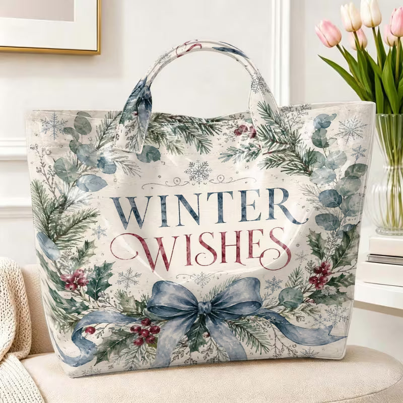 Glossy PVC Winter Wishes Tote Bag