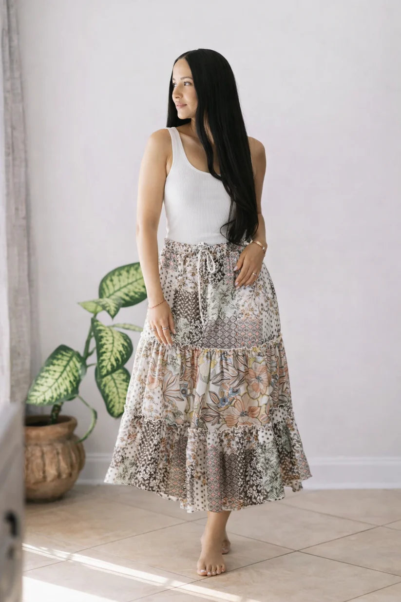 Floral Patches - Midi Skirt