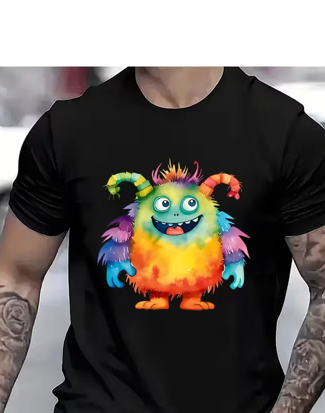 Unisex Colorful Monster Vinyl Graphic T-Shirt