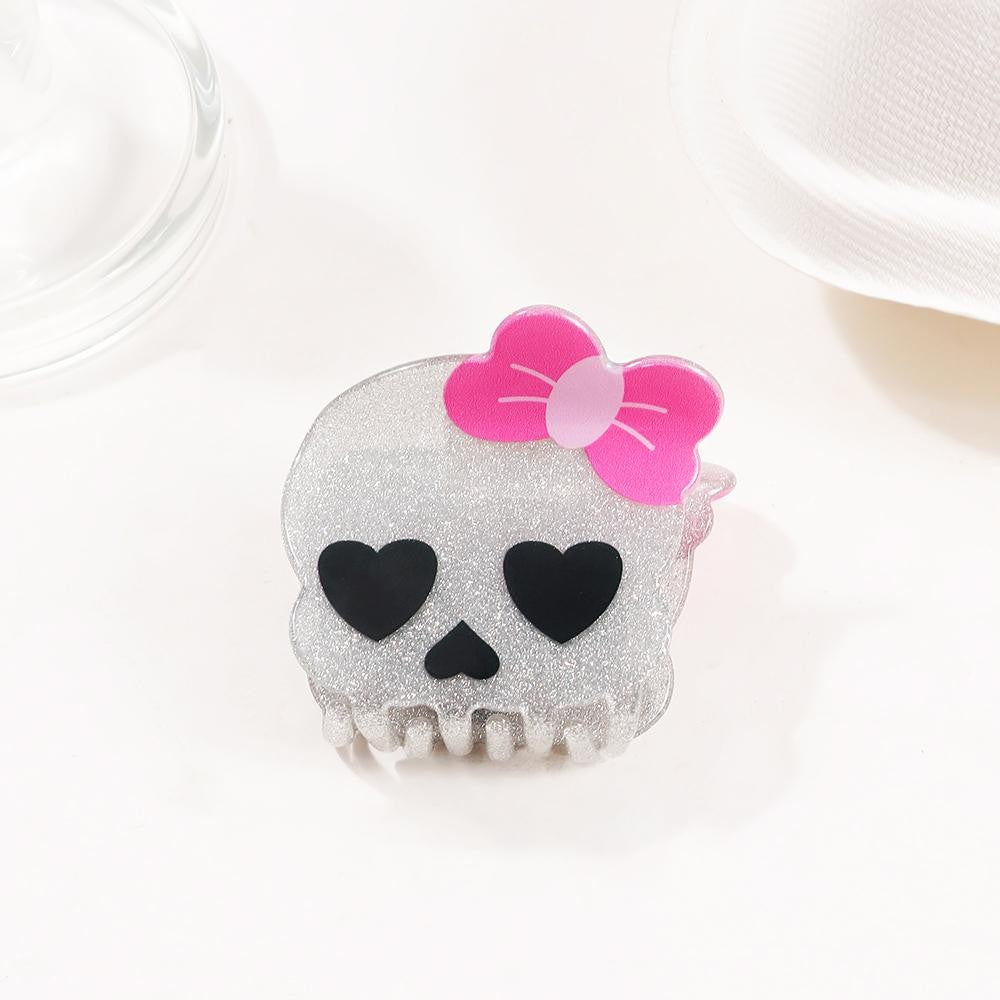 Skelton With Bow Claw Hair Clip