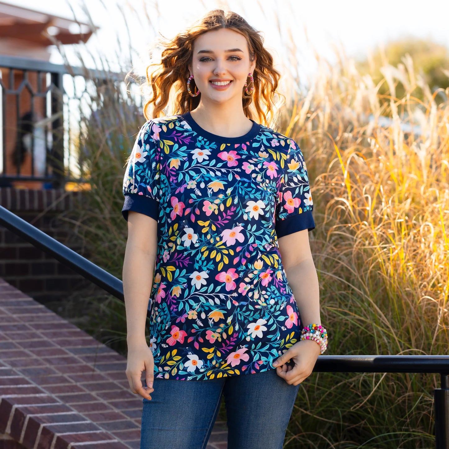 Floral Half Sleeve Top