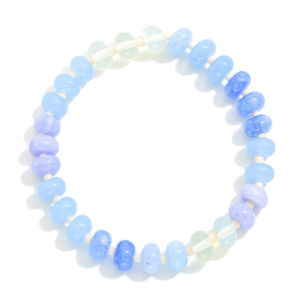 Candy - Bluey Stone Beaded Stretch Bracelet