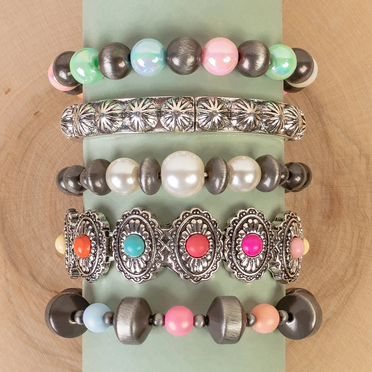 Stacked Squash Blossom Bracelets - Multi