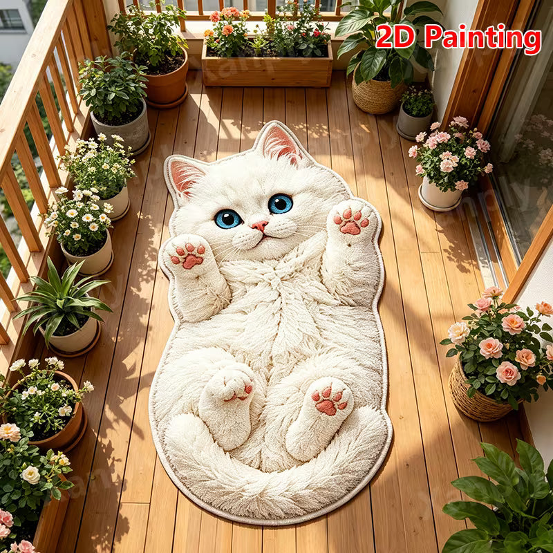 Preorder White Cat Shaped Bath/Bedroom/Kitchen Rug