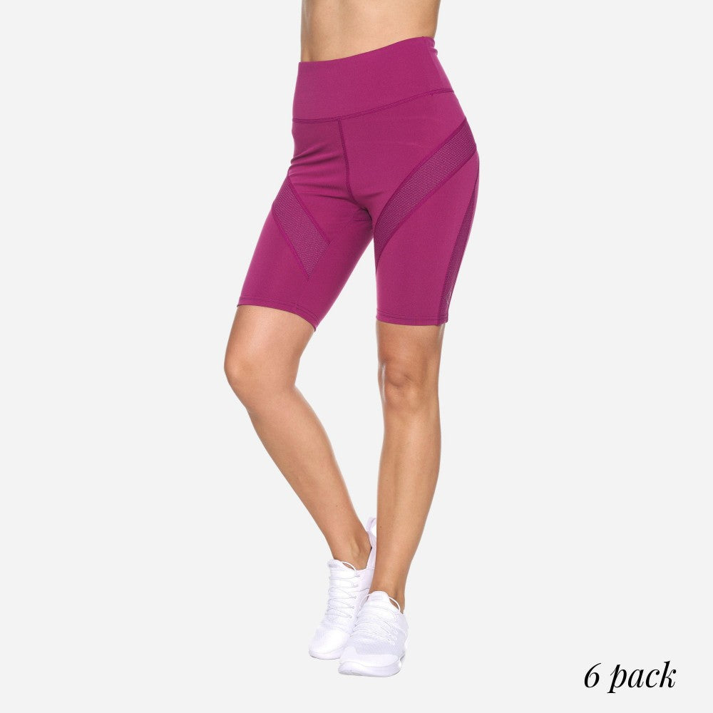 Women's Active High Rise Biker Shorts with Mesh Detai