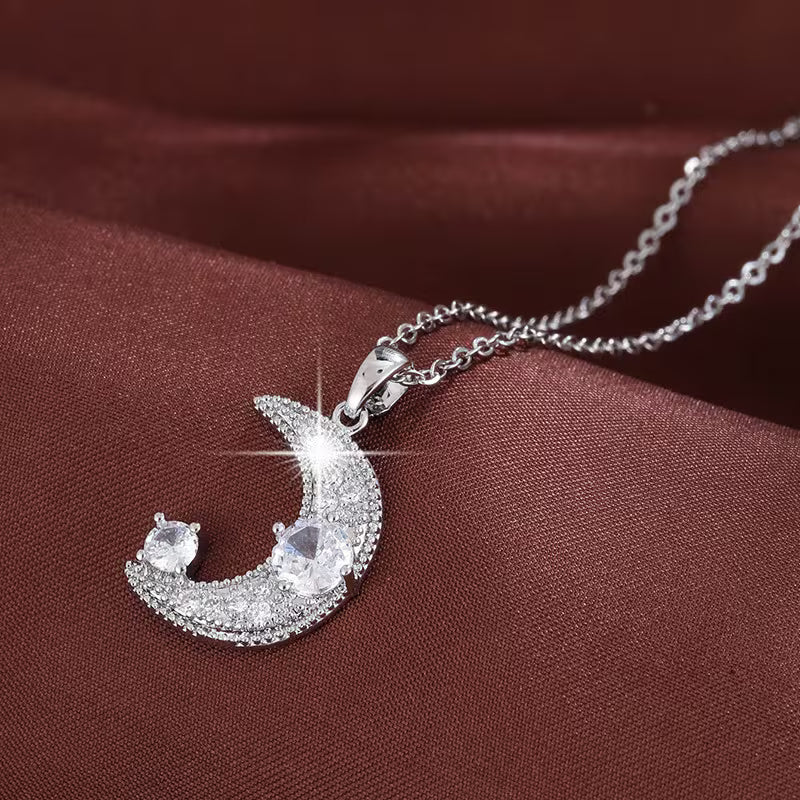 925 Silver Moisanite Moon Necklace