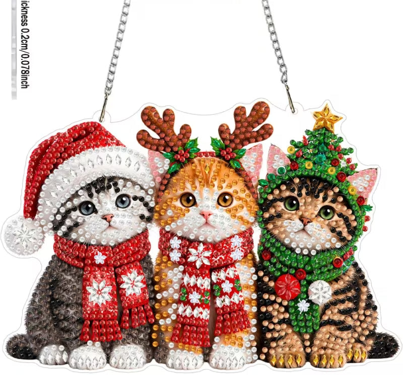 Preorder Christmas Cats Hangind Diamond Art Decor