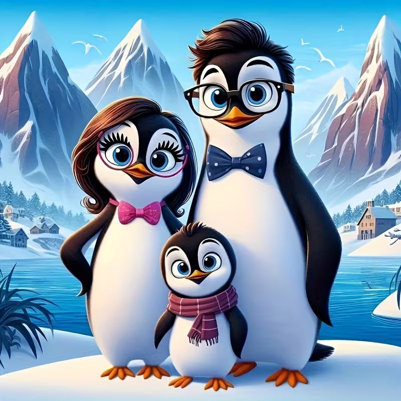 Preorder 8 x 8 Penguin Famiiy Diamond Art