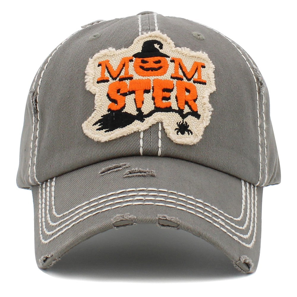 Vintage Distressed Momster Patch Baseball Cap Moss