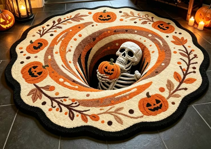 Preorder 3D Effect Falling Pumpkin SkeltonBath/Bedroom/Kitchen Rug