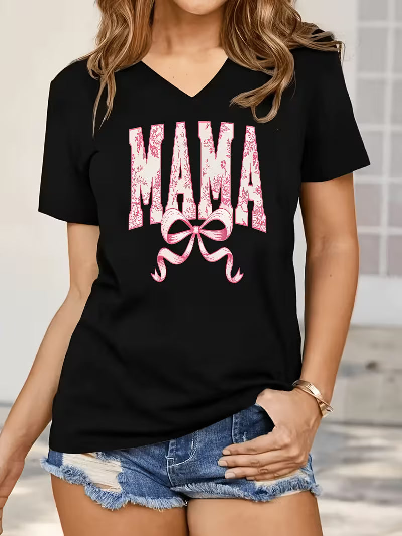 Women's Mama Bow Vinyl Graphic T-Shirt