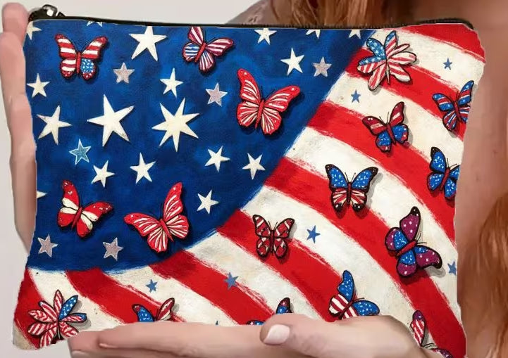 Preorder Red White & Blue Butterfly Pouch