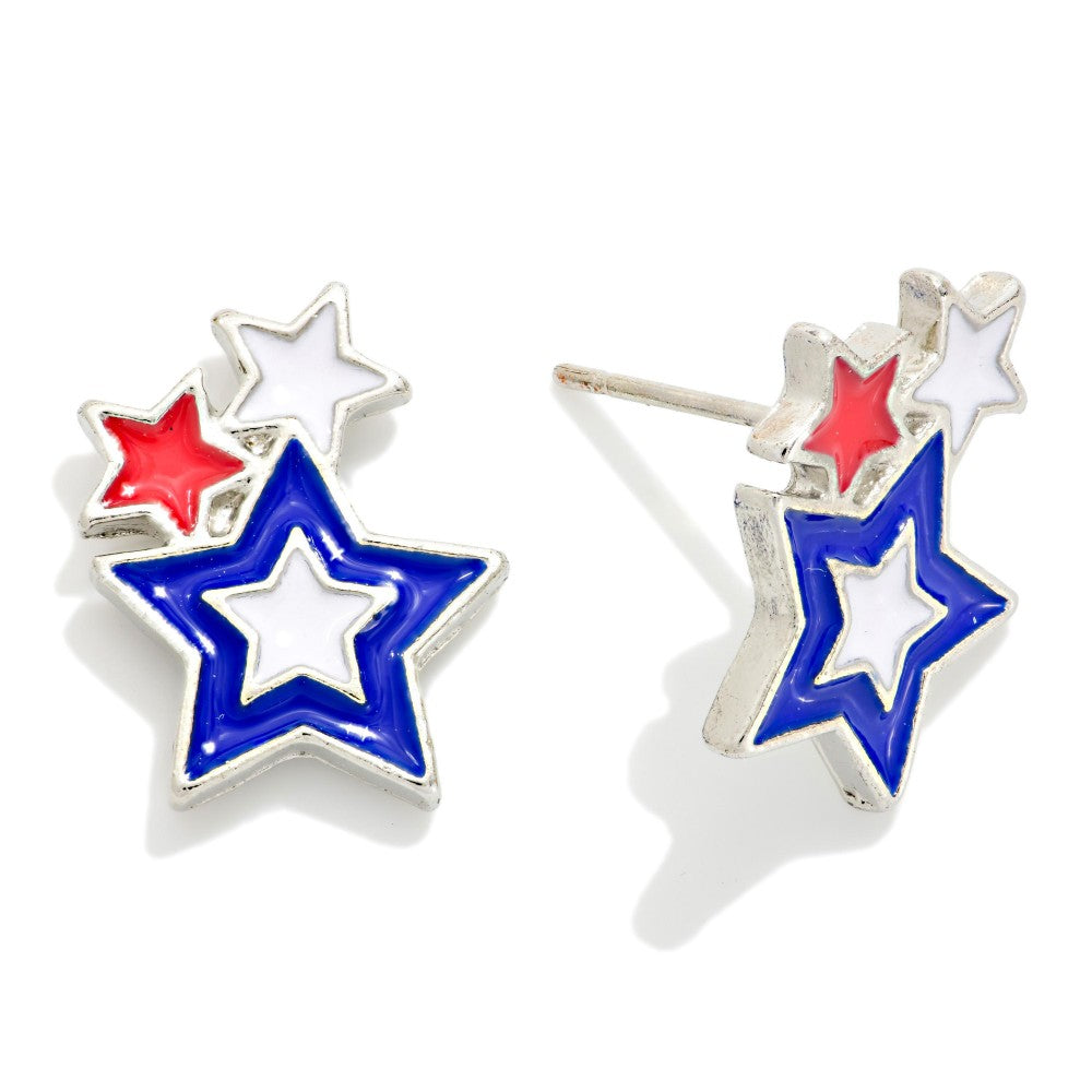 Enamel Americana Stars Stud Earrings