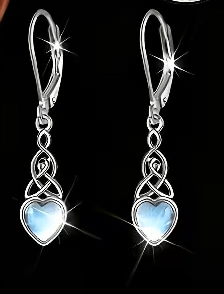 Moonstone Heart Earrings