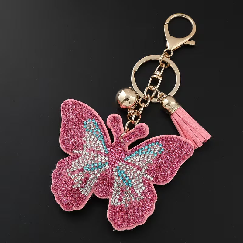 Rhinestone Butterfly Keychain