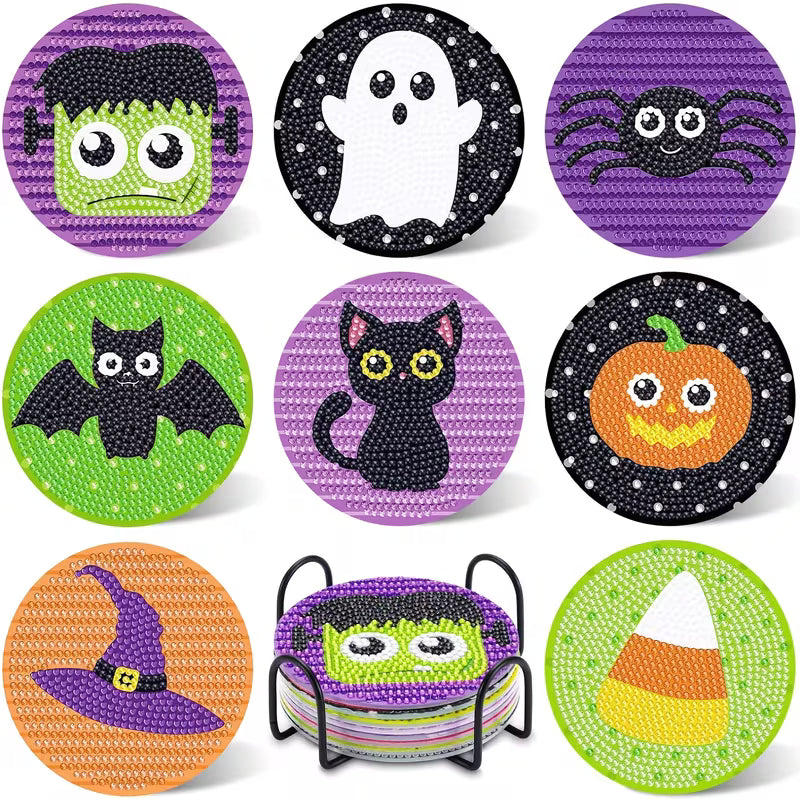8 Spooky Diamond Art Painting Coasters