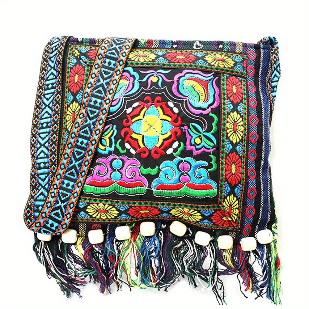 Embroidered Tassel Boho Purse