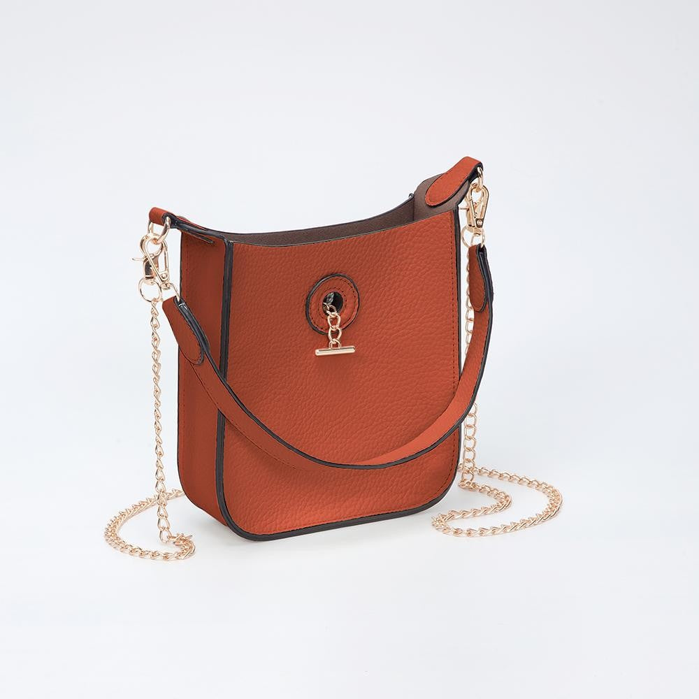 Vegan Leather Rectangular Tote Bag With Toggle Clasp